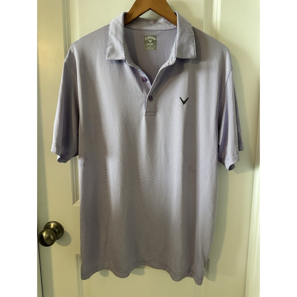 Callaway Men's Golf Opti-dry Purple Striped Polo Large‎